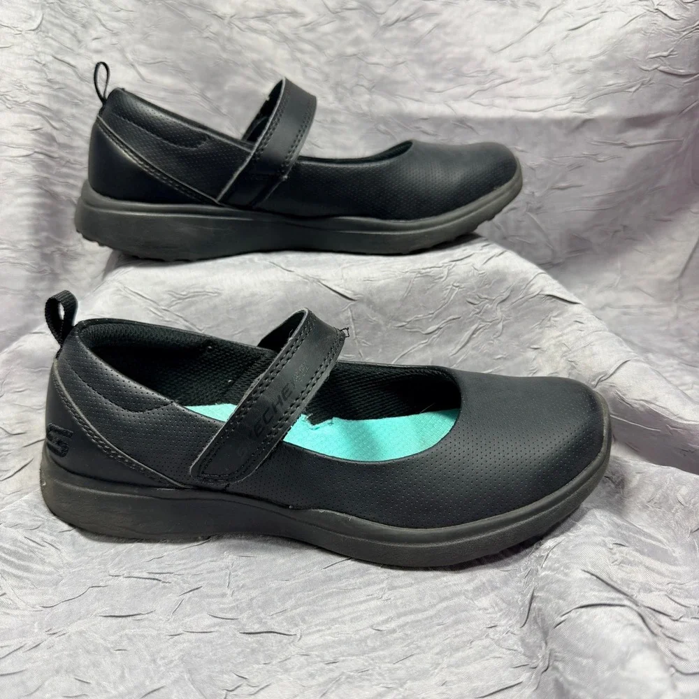 Skechers Kids Microburst 2.0 Be Nice Black Leather Mary Jane Shoes 2.5Y